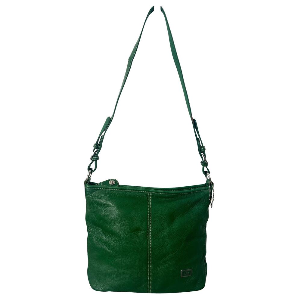 The Sak Kelly Green Pebbled Leather Bag Womens Shoulder Crossbody Top Zip Purse